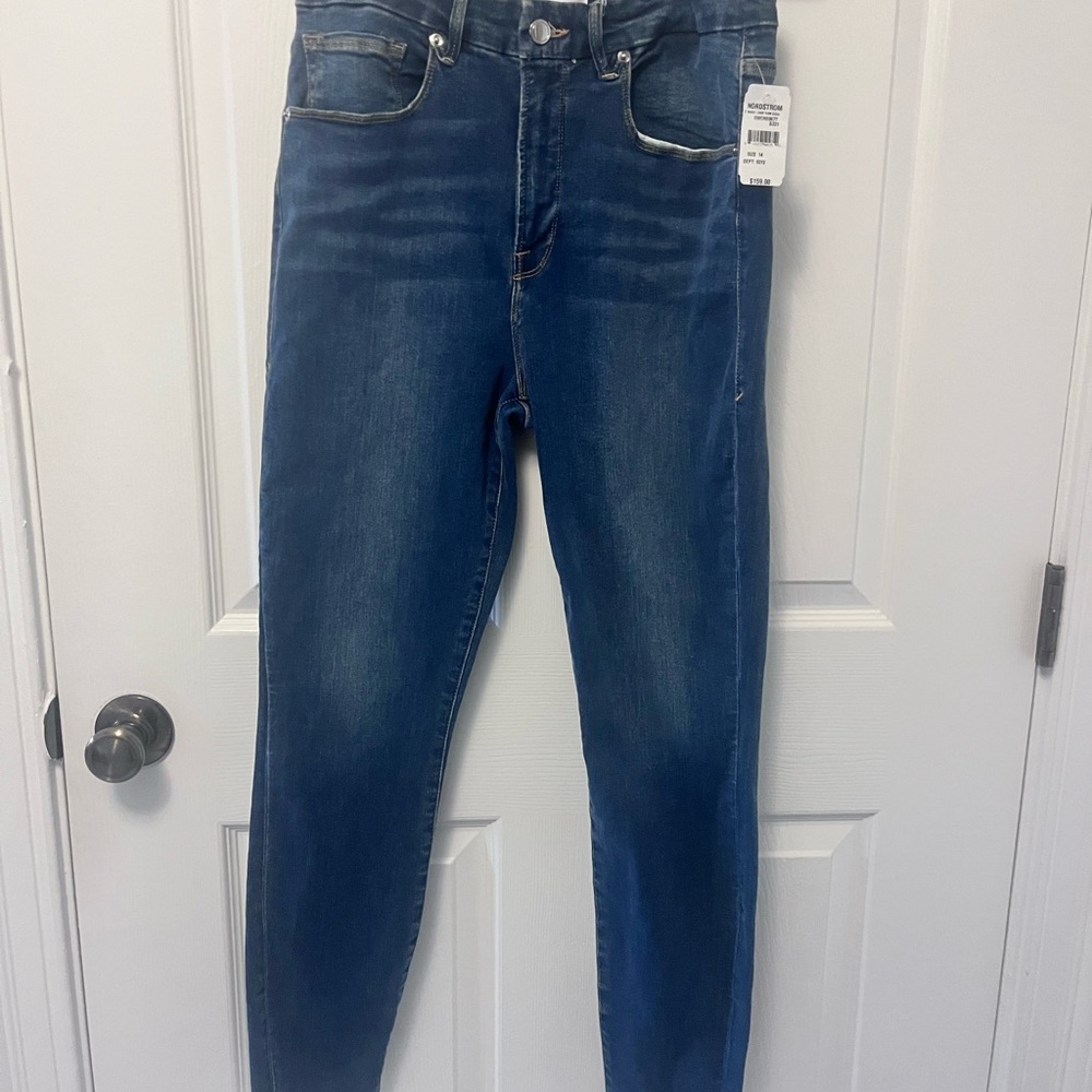 Good American Good Waist High Waist Raw Hem Ankle Skinny Jeans - Picture 2 of 13